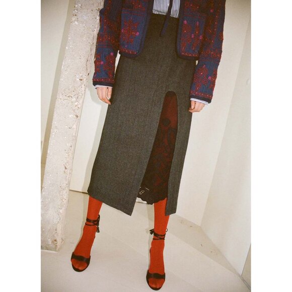 NEW WITH TAGS Sea New York Grey Wool Lucas Suiting Skirt Size US 2 - Picture 2 of 8